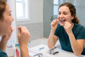 fio dental com aparelho