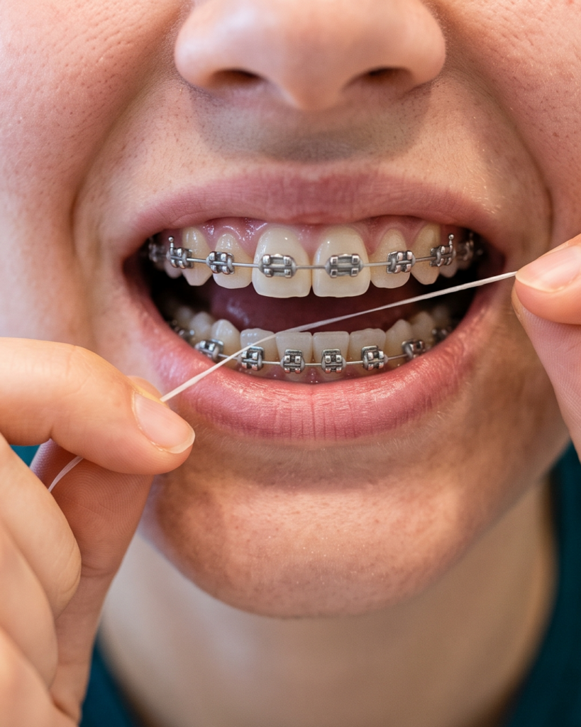 fio dental com aparelho